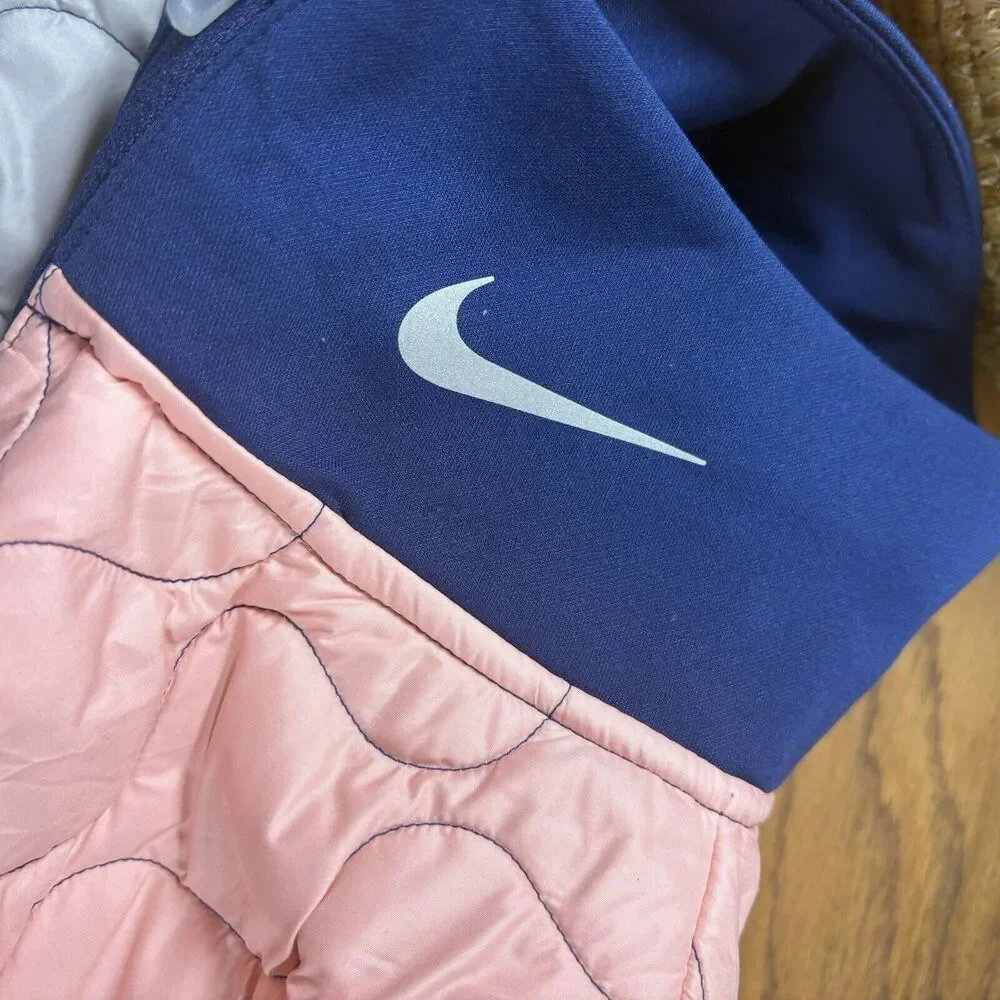 Nike Running Vest Womens Size L Blue Pink AeroLayer Quilted Puffer Running‎